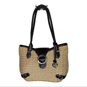 Brighton Beautiful Rattan/Leather Satchel Handbag